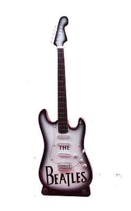 Miniature Guitar BEATLES Black & White Guitar on Stand. - Picture 1 of 1