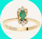 Diamond Emerald Birthstone Ring 35Ct 14K Yellow Gold Size 55