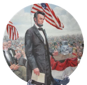 Gettysburg Adresse Lincoln Mann von Amerika Sammelteller Mort Kunstler Echtheitszertifikat Vintage - Bild 1 von 7
