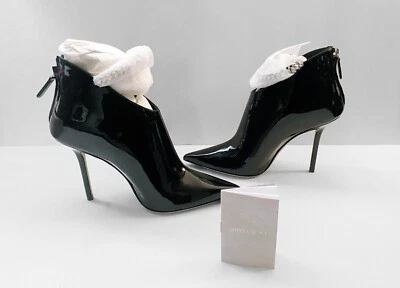 Jimmy Choo Botas Zapatos Cuero Negro Correa Cristal Blaize 100 Pat Talla 38 (US 7) Foto 1 de 4