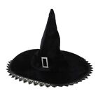 Halloween Party Witch Hat for Women Wide Brimmed Black Wizard Cap Girl Headgear
