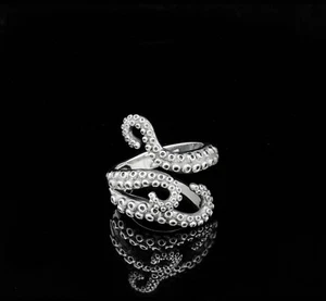 Anillo Pulpo Plata Esterlina Punk Monstruo Marino Calamar Tentáculos Animal Marino Unisex - Imagen 1 de 7