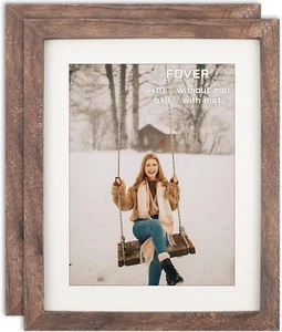 Picture Frames 8X10 Set of 2 Rustic Wood Grain Photo Frame for Gallery Wall Moun - Picture 1 of 7