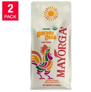 Mayorga Buenos Días, USDA Organic, Light Roast, Whole Bean Coffee, 2lb, 2-pack - Picture 1 of 3