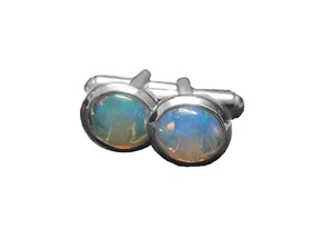 Opal Men Cufflinks 5 Ct Opal Cufflinks For Men October Birthstone Solid Silver - Picture 1 of 6