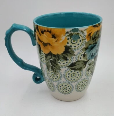 Taza grande mujer Pioneer flor azul amarilla Foto 1 de 4