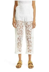 Haute Hippie Pants NWT White Lilliana Cargo Lace $348 Womens Size 8 - Picture 1 of 6