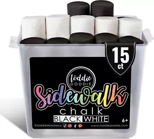 15Ct Bucket of Black & White Jumbo Sidewalk Chalk - Non-Toxic Sticks - Reusable - Picture 1 of 8