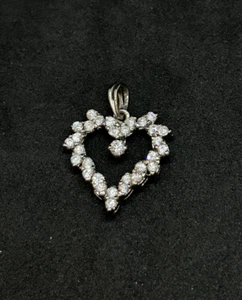 925 Sterling Silber CZ Herz Anhänger 1 Zoll - 2,75 g - Bild 1 von 3