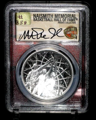 2020-P $1 Basketball Hall of Fame FDOI Magic Johnson Signed PCGS PR70 DCAM - Image 1 of 4