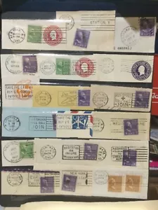 U.S. Stamps USA 1 page USED CUT SQUARE SLOGAN CANCELS collection lot - Picture 1 of 3