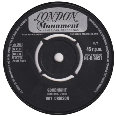 ROY ORBISON “Goodnight” LONDON (1965) - Image 1 of 2