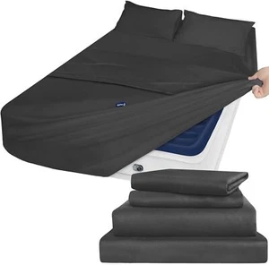 4 Piece Bed Sheet Set Fits 16"-24" Air Bed Mattress Extra Deep Pocket Multi-Size - Picture 1 of 7