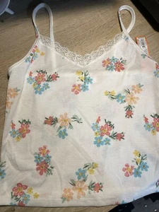 Cami Colsie Pequeño Blanco Con Flor Correa Espagueti - Imagen 1 de 4