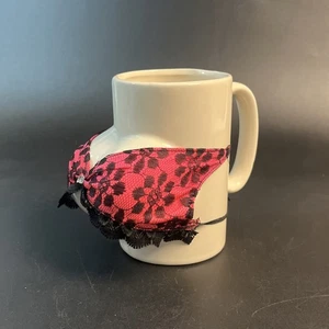 Vtg 1996 MATSCOT Porcelain Ceramic Boob/ Bra MUG 16 oz Busty Man Cave Gift - Picture 1 of 9