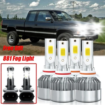 For Chevrolet C3500 1999-2000 LED Headlights Hi+Lo Beam+Fog Light Bulb Kit 6000K - Image 1 of 4