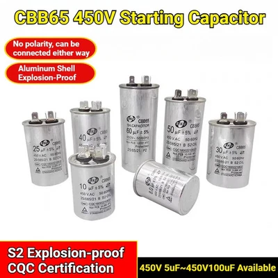 CBB65 450V. Condensador de arranque AC 5uF ~ 100uF ± 5% para compresor de aire acondicionado Foto 1 de 4