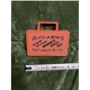 Vintage Orange Brownies Girl Scout Scouts Snacks'n Stuff Lunch Kit, Pins Knife - Picture 1 of 3
