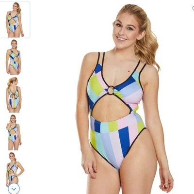 NEW Women's Bikini Lab Multi-colored One Piece Swimsuit  Medium Middle Cut Out - Image 1 of 4