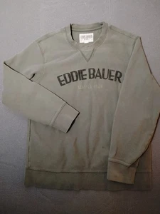 Y2K Eddie Bauer Sweatshirt Seattle Block Spell out Herren L oliv Rundhals Retro - Bild 1 von 9