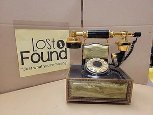 Vintage Deko-Tel grün gold & schwarz Telefon hat einige Gebrauchsspuren * SIEHE BILDER - Bild 1 von 15