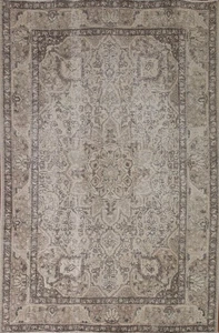 Distressed Traditional Area Rug 7x9 Hand-knotted Wool Floral Carpet Vintage - Picture 1 of 21
