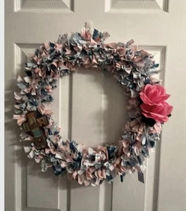 Faith Rag Wreath 16 Inch Round - Picture 1 of 1