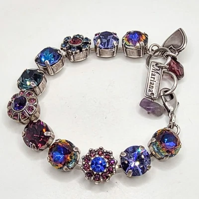 Pulsera para mujer Mariana púrpura azul Vitrail sandía Swarovski estrás 7" Foto 1 de 4