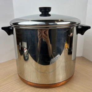 Vintage Revere Ware 8 Quart Suppentopf mit Deckel Kupfer plattiert 1801 Clinton USA - Bild 1 von 8