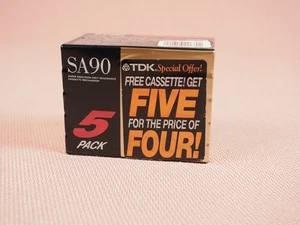 Sealed 5 Pack TDK SA90 Blank Cassette Tape 90min Type II Super High Resolution - Picture 1 of 6