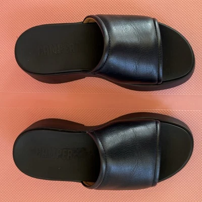 Женские черные кожаные сандалии-шлепанцы на платформе Camper размер ЕС 38 (США 7,5–8) — носились один раз - Изображение 1 из 4