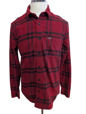HOLLISTER Flanelle Épaisse Rouge Noir S Logo Brodé EE Boutons Gravés | 329S - Photo 1/4