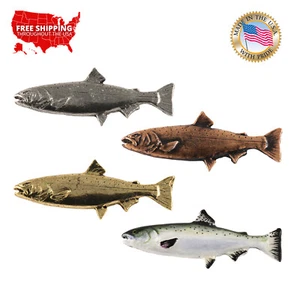 Pewter Coho Salmon Fish Ocean Lapel Pin or Refrigerator Magnet, Made in USA F046 - Picture 1 of 9