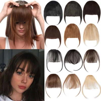 S-noilite Clip In 100% Remy Echthaar Pony Air Bangs Extensions Haarteil Glatt L5