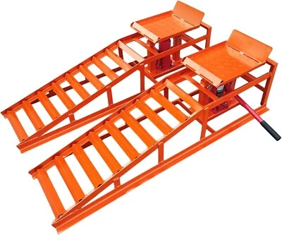 12000lb 2PCS Portable Hydraulic Car/Truck Ramps Lifts, Height Adjust 9.8"-15" Foto 1 de 4