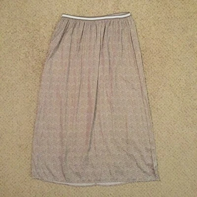 Maxi Falda Antigua Azul Marino Pequeña Gris Geométrica Larga Sin Forro Pull On Foto 1 de 4