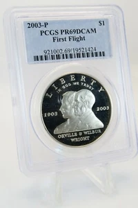 2003-P PCGS PR69DCAM First Flight $1 Modern Commemorative Silver Proof - Picture 1 of 2