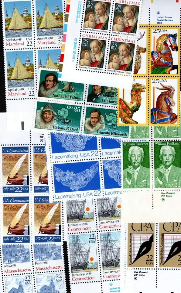 1988 - ¡Elige entre TODOS los bloques de cremallera y USPS/Copyright! ¡Sellos conmemorativos de Estados Unidos MNH! Foto 1 de 1