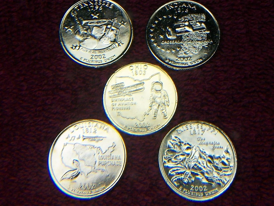 24K 5 GOLD PLATED STATE QUARTERS 2002-P uncirculated #2 - Image 1 of 1