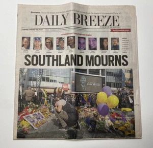 Kobe Bryant Death Tribute Newspaper Daily Breeze Jan 28 2020 Southland Mourns - Picture 1 of 2