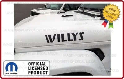 Set 2: 2008 - 2025 Jeep Wrangler WILLYS Hood decals stickers Matte Black SJ1G7 - Image 1 of 4