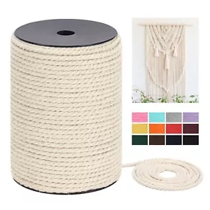Macrame Cord 5mm x 109Yards(328Feet Natural Cotton Macrame Rope - 3 Strands T... - Picture 1 of 8