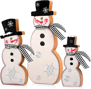 3 Pcs Christmas Tabletop Decorations Signs Wooden Xmas Ornament Party Home Decor - Picture 1 of 12