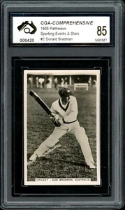 CGA 85 - 1935 Pattreiouex Sporting Events Stars Cricket Graded Card Don Bradman - Bild 1 von 3