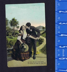 ROMANZE: Küsst ihr süßes Gesicht - Liebhaber - Postkarte 1908 Cliffyville/Cambridge Ohio - Bild 1 von 2