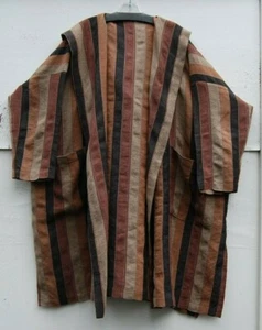 Eskandar MULTI-COLOR STRIPED Linen Hooded 40" Long Duster w/Pockets (1) - Picture 1 of 4