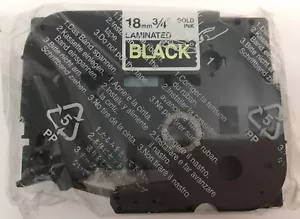 Originale Brother P touch TZ-344 stampa oro su nastro nero larghezza 3/4” 18mm - Foto 1 di 2