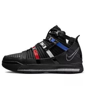 Size 14 Nike Zoom Lebron III QS Barbershop Black Blue Red Mens D09354-001 - Picture 1 of 8