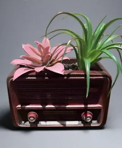 Vintage Radio Planter with Realistic Artificial Succulents - Picture 1 of 7