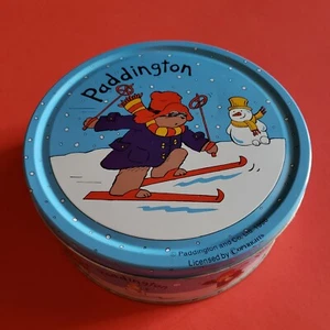 Paddington Bear Blue Vintage Holiday Christmas Skiing Tin 1996 - Picture 1 of 9